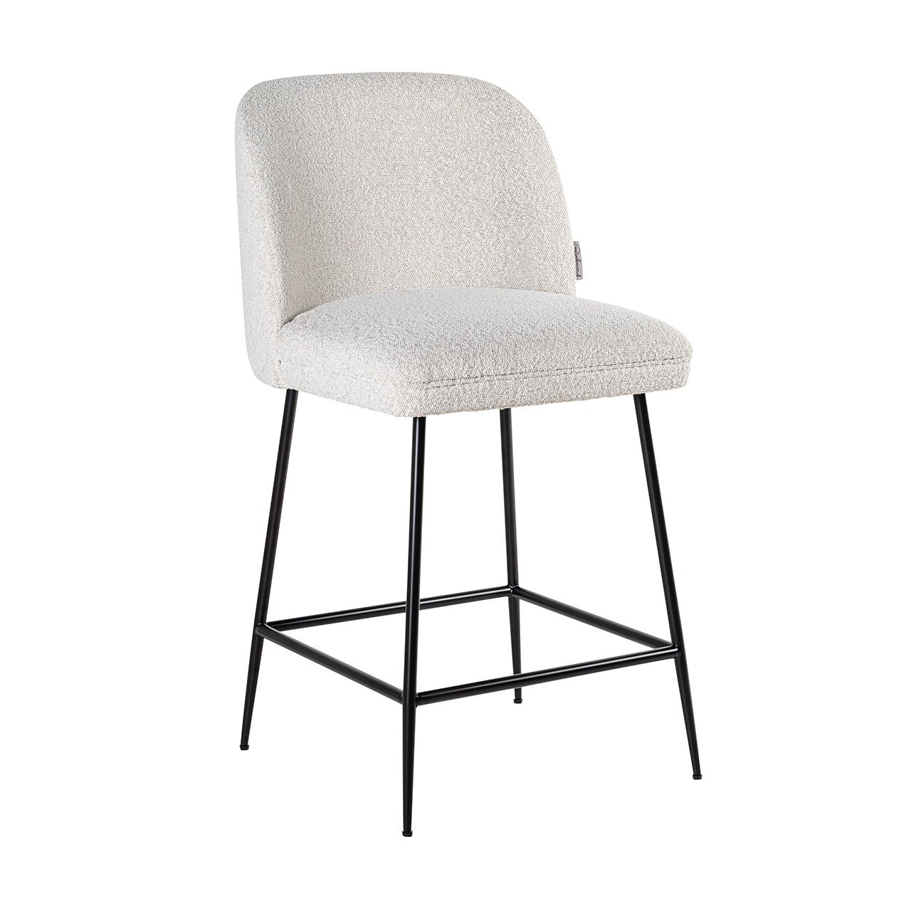 Counter stool Pullitzer white bouclé / black (Copenhagen 900 Bouclé White)