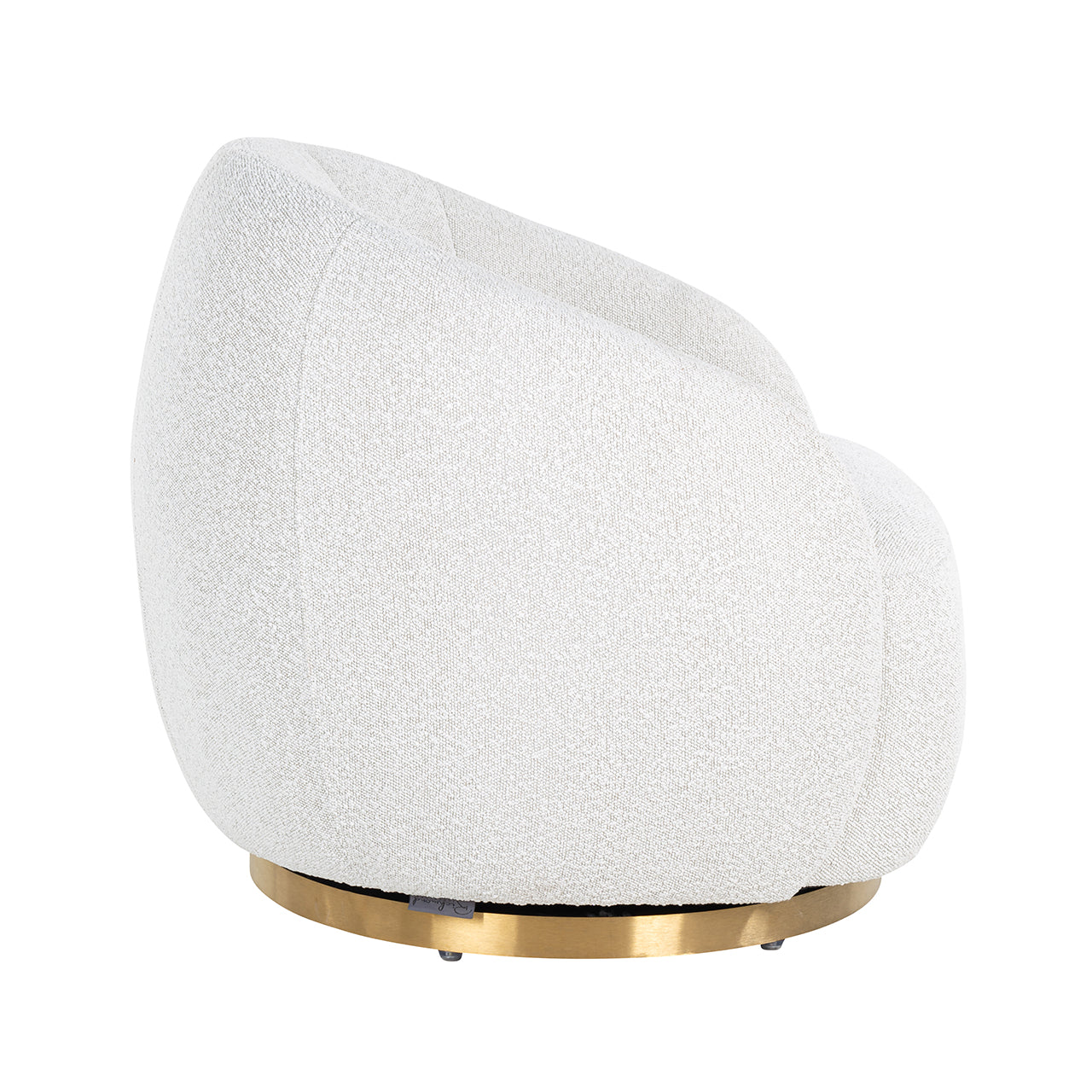 Swivel lounge chair Jago white bouclé / brushed gold (Copenhagen 900 Bouclé White)