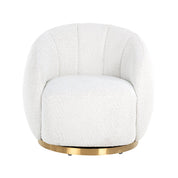 Swivel lounge chair Jago white bouclé / brushed gold (Copenhagen 900 Bouclé White)