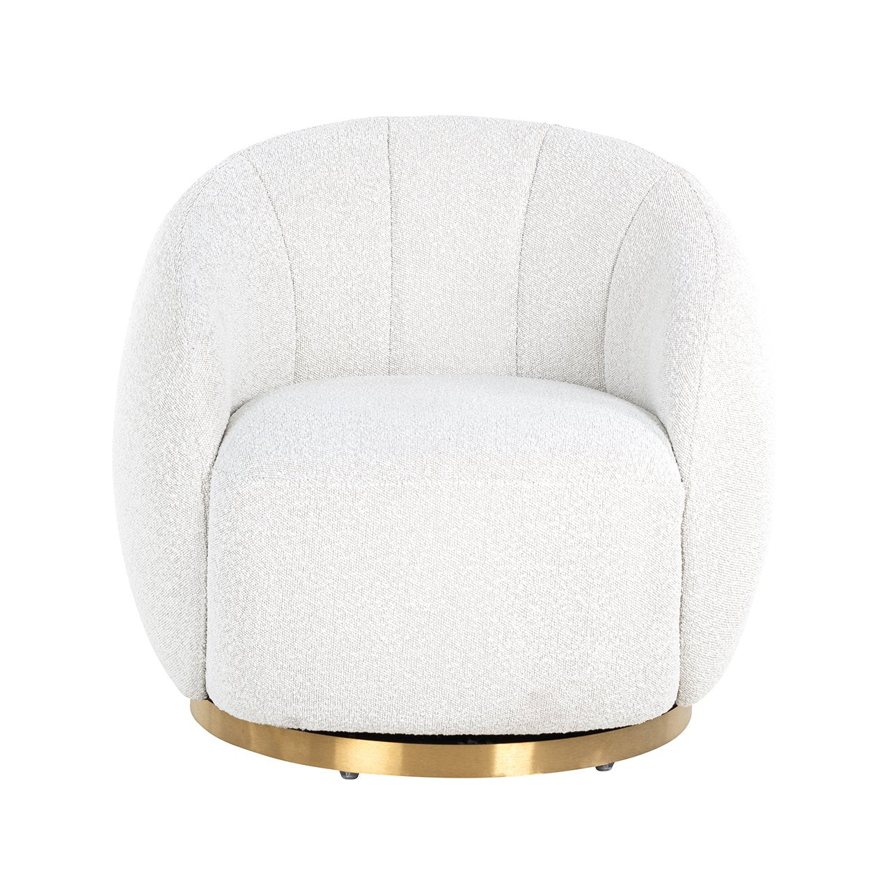 Swivel lounge chair Jago white bouclé / brushed gold (Copenhagen 900 Bouclé White)