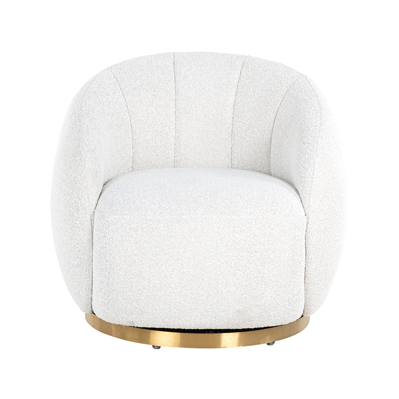 Swivel lounge chair Jago white bouclé / brushed gold (Copenhagen 900 Bouclé White)