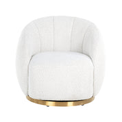 Swivel lounge chair Jago white bouclé / brushed gold (Copenhagen 900 Bouclé White)