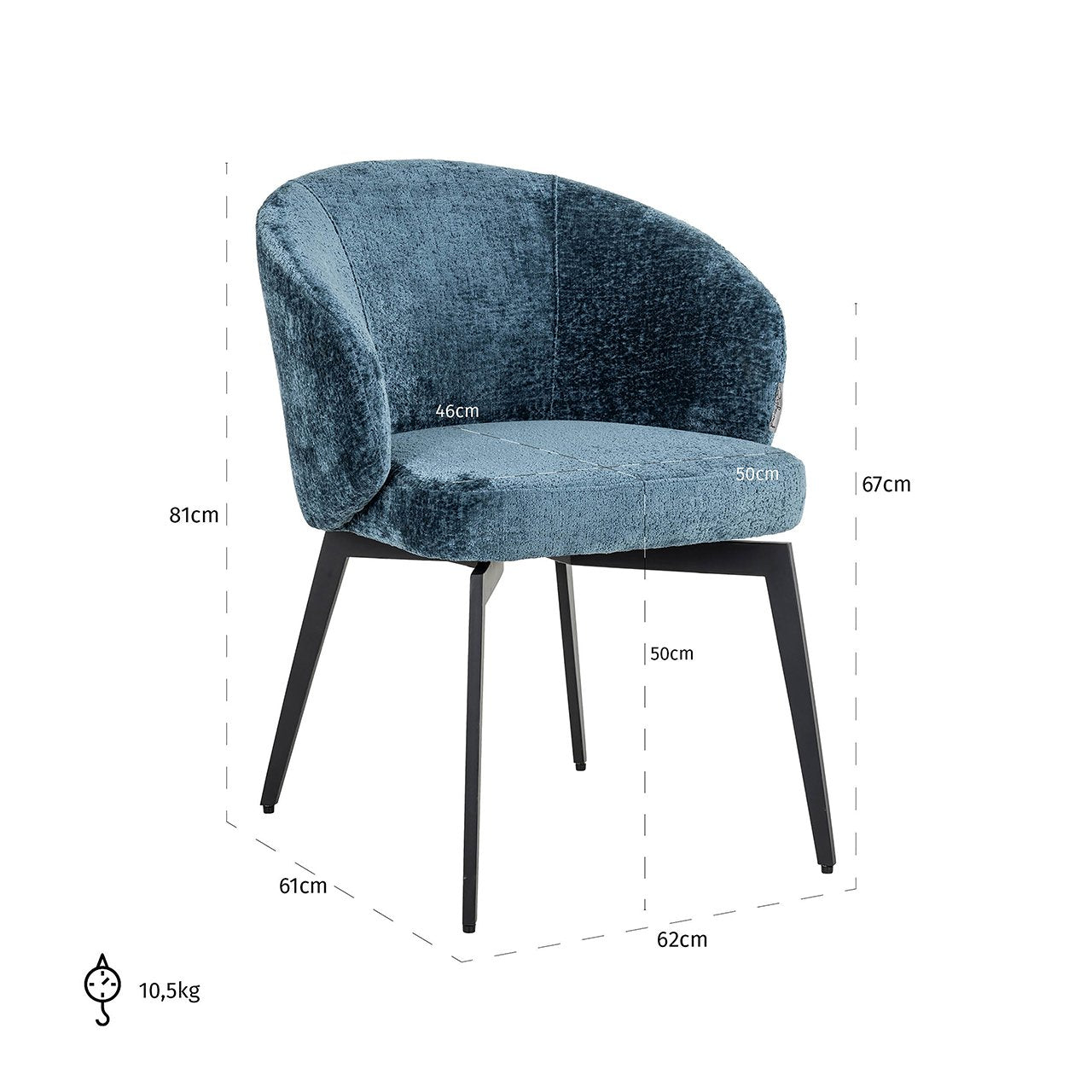 Silla Amphara de chenilla azul ignífuga (Bergen 601 chenilla azul)