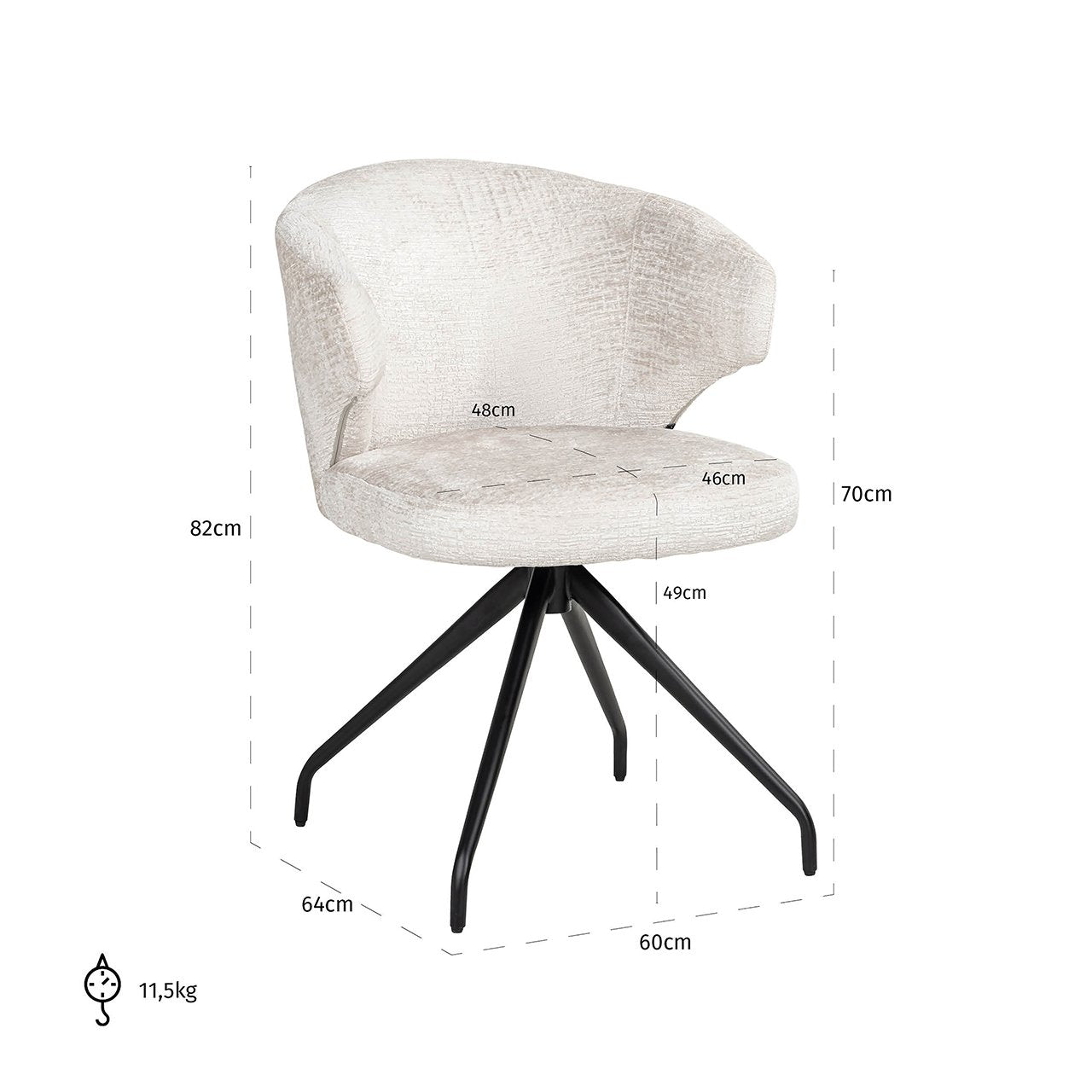 Silla giratoria Milly crema fusión (Fusion crema 02)