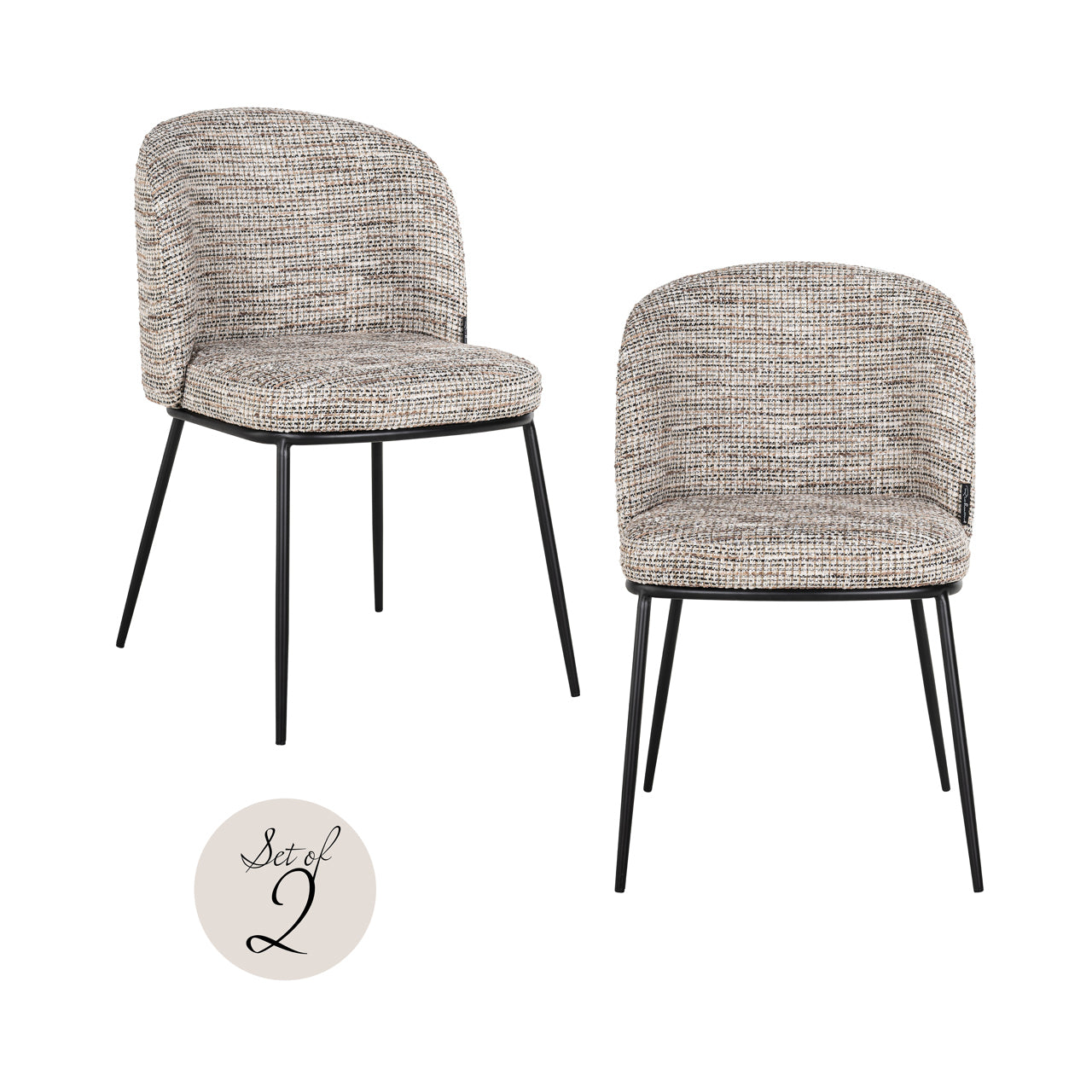 Dining chair Elvi trendy nature fire retardant (Set of 2)