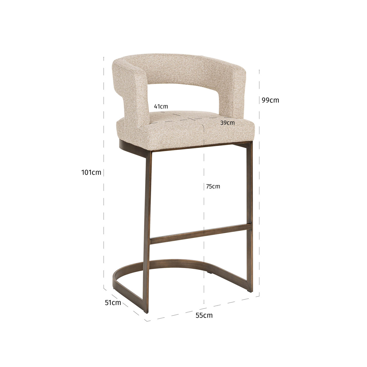 Bar stool Ellis biscotti