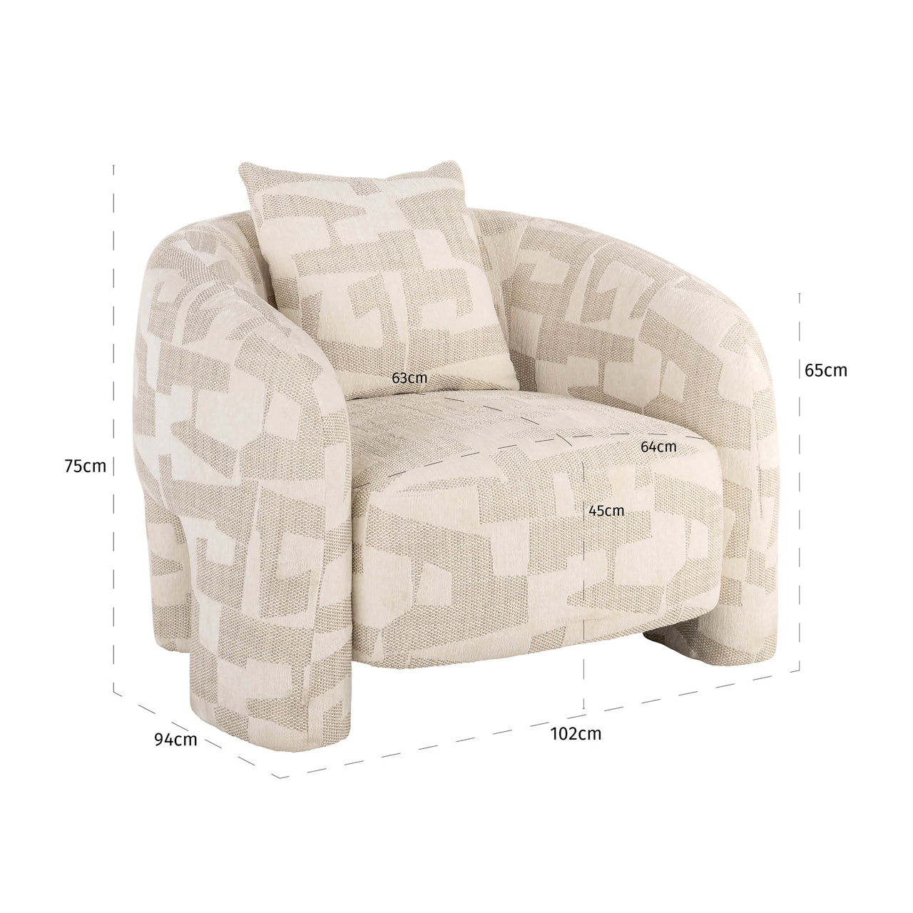 Lounge chair Tuscany beige graffic