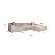 Sofá Cubo 3 plazas + salón derecho (Cuarzo Caqui 903)