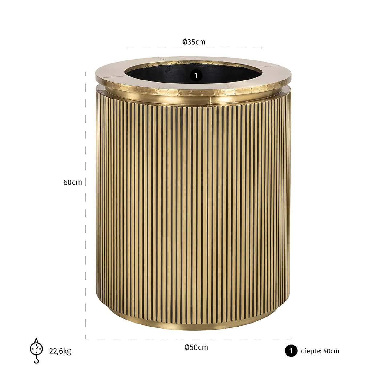 Planter Ironville 50Ø (Brushed Gold)