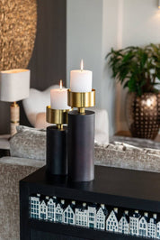 Candelabro Caya pequeño (Negro/dorado)