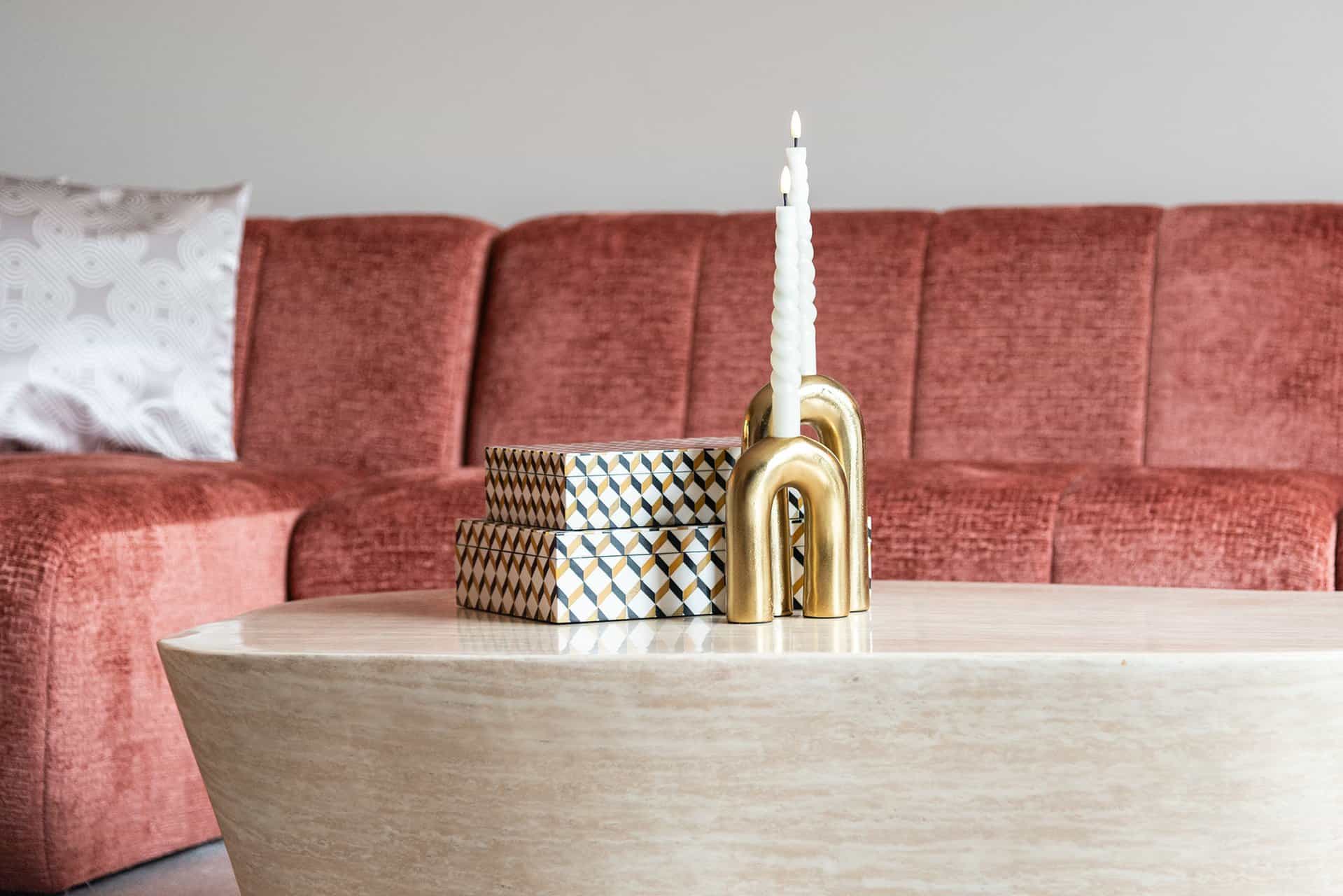 Mesa de centro Fictus 125 imitación travertino (beige)