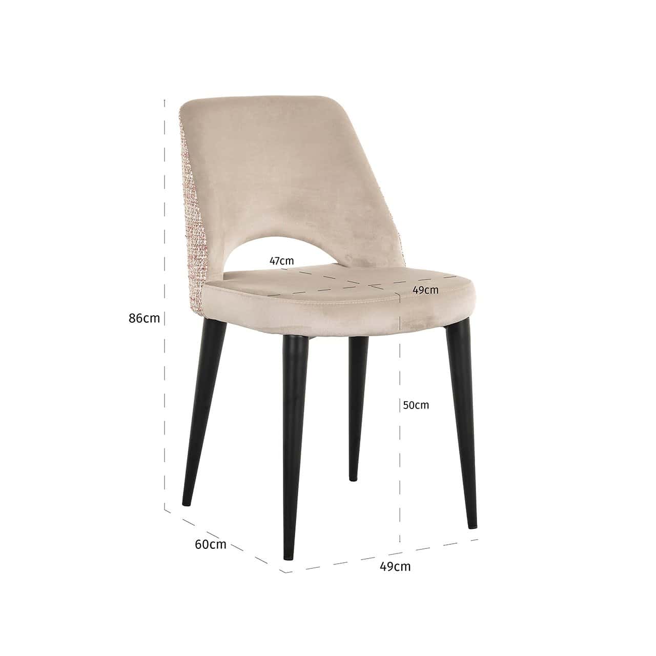 Silla Tabitha terciopelo caqui/rosa trendy (Be trendy 1673 rosa)