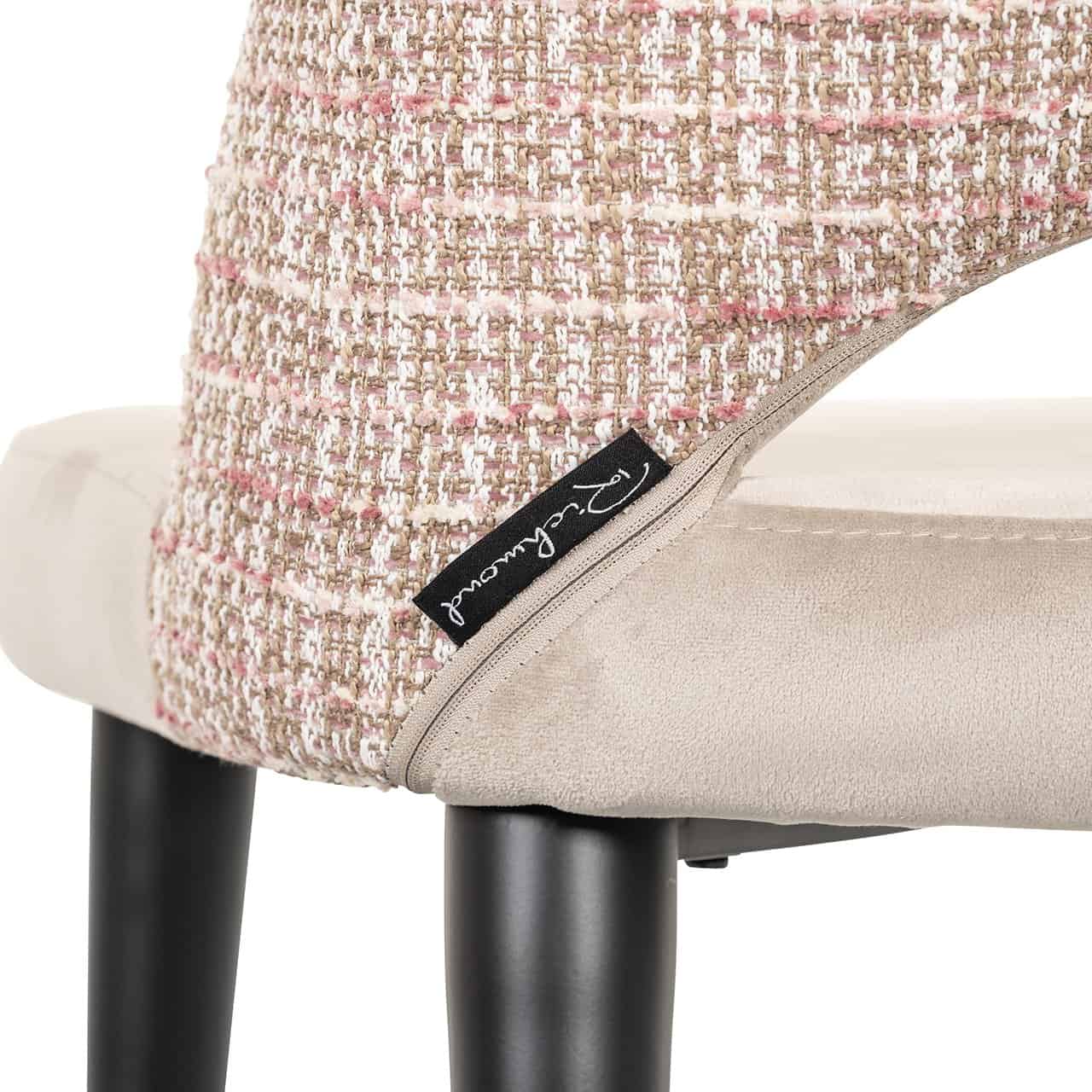 Silla Tabitha terciopelo caqui/rosa trendy (Be trendy 1673 rosa)