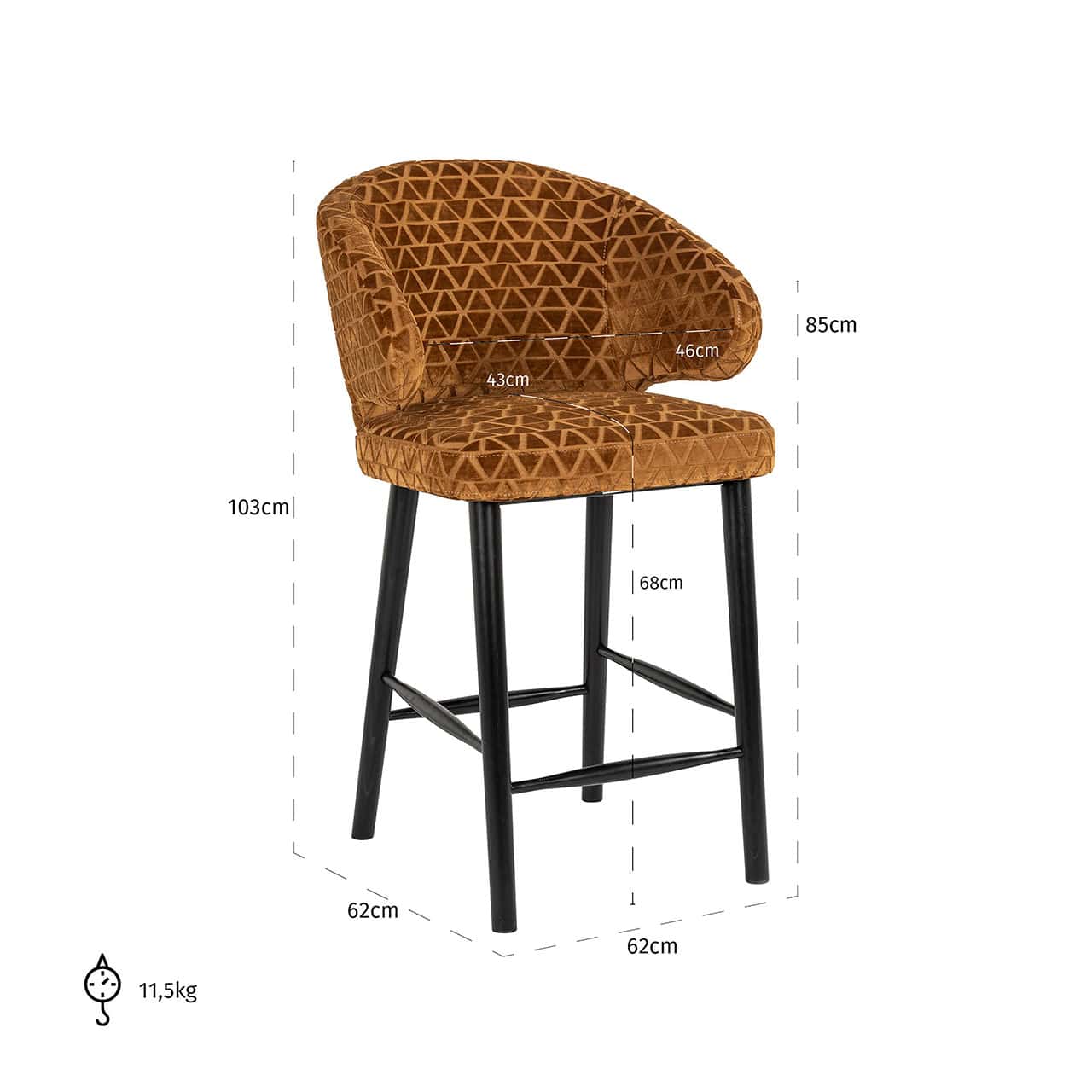 Counter stool Indigo gold triangle (Triangle 2013 old gold)