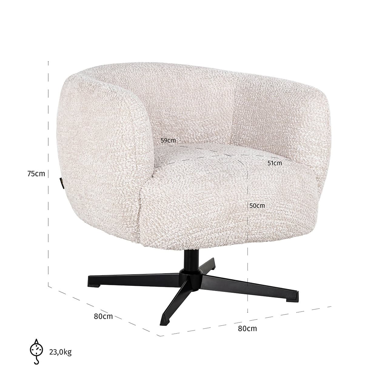 Sillón giratorio Estelle (Be Lovely 11 Crema)