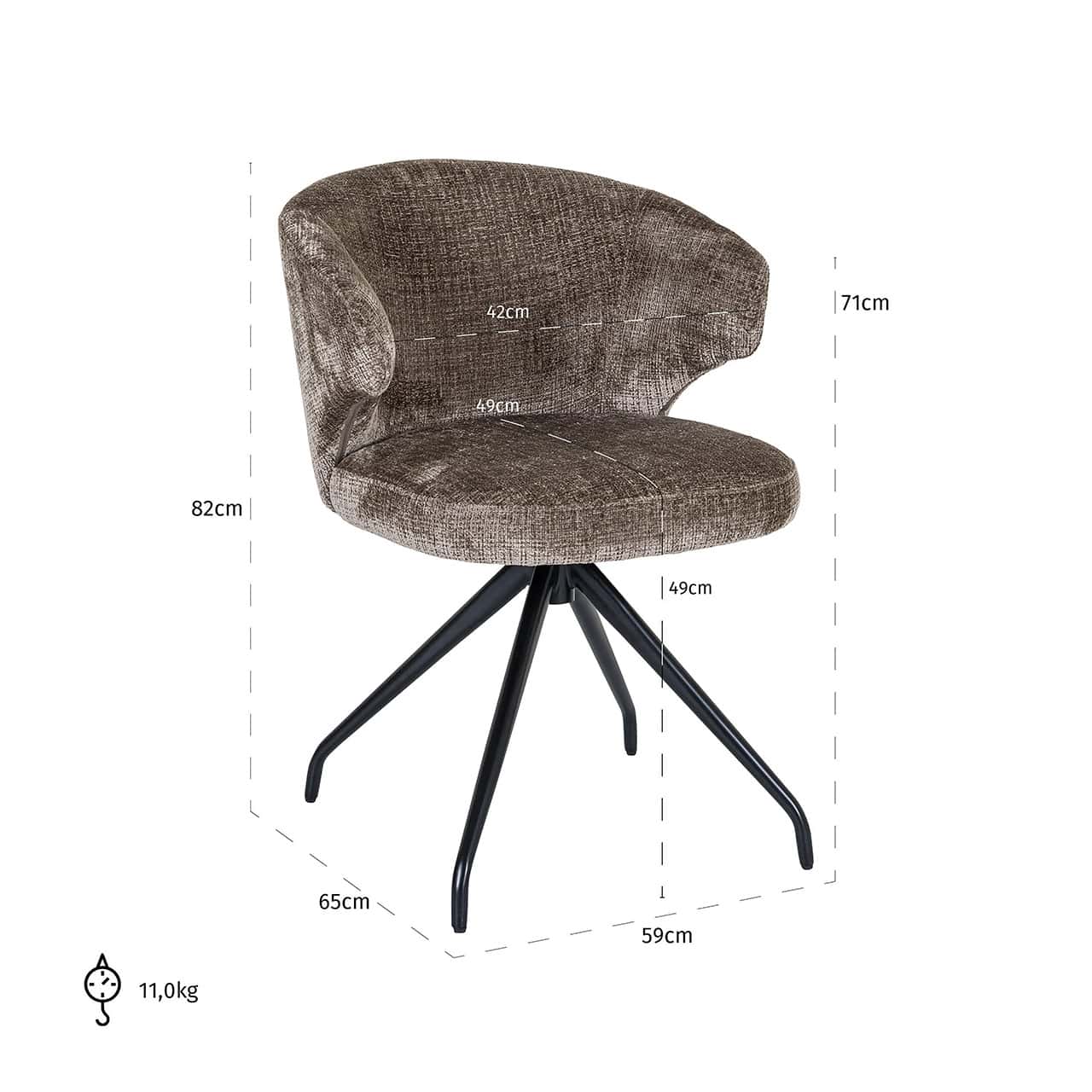 Silla giratoria Milly chenilla piedra (Niagara 104 Stone Chenille)