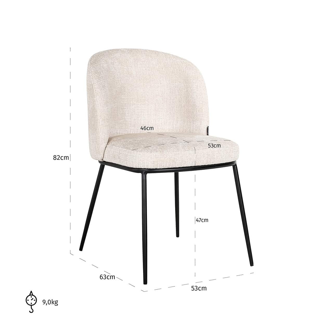 Silla Elvi chenilla beige ignífuga (Niagara 902 chenilla beige)