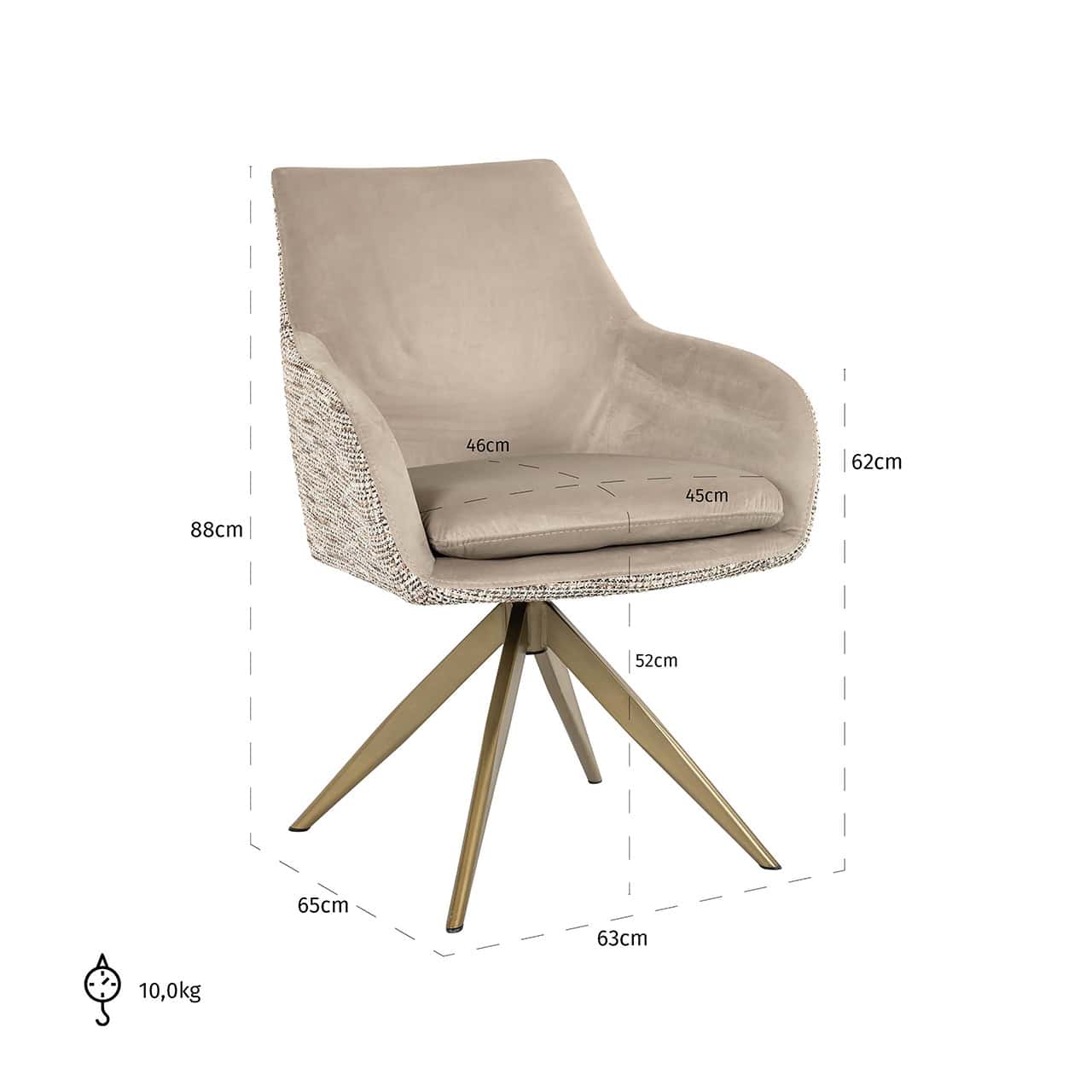 Silla giratoria Lisonne be trendy nature / terciopelo caqui (Be Trendy 01 Nature)