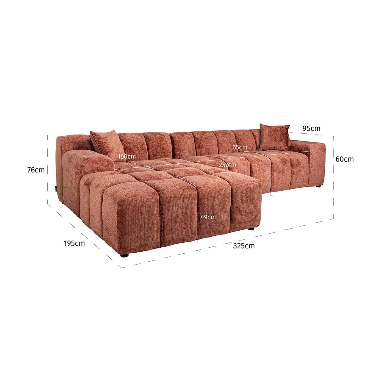 Sofa Cube 3-seater + lounge left (Fusion 92 Blush)