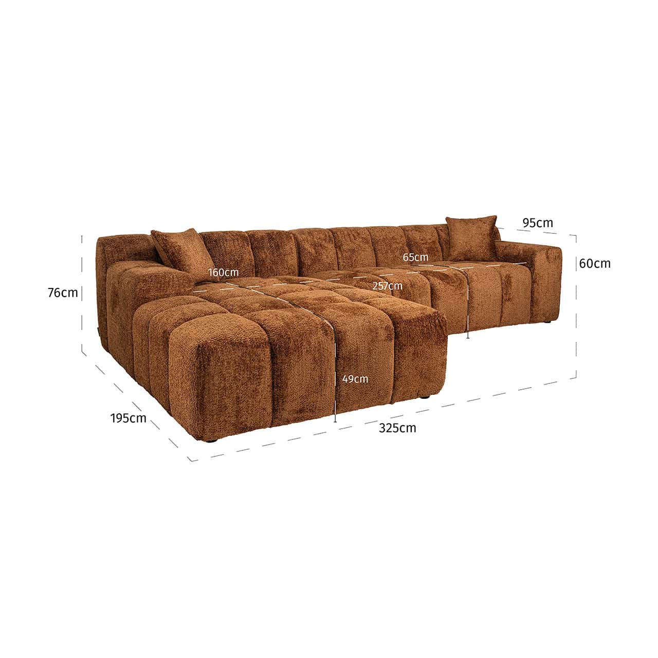 Sofa Cube 3-seater + lounge left (Be Lovely 603 Cinnamon)