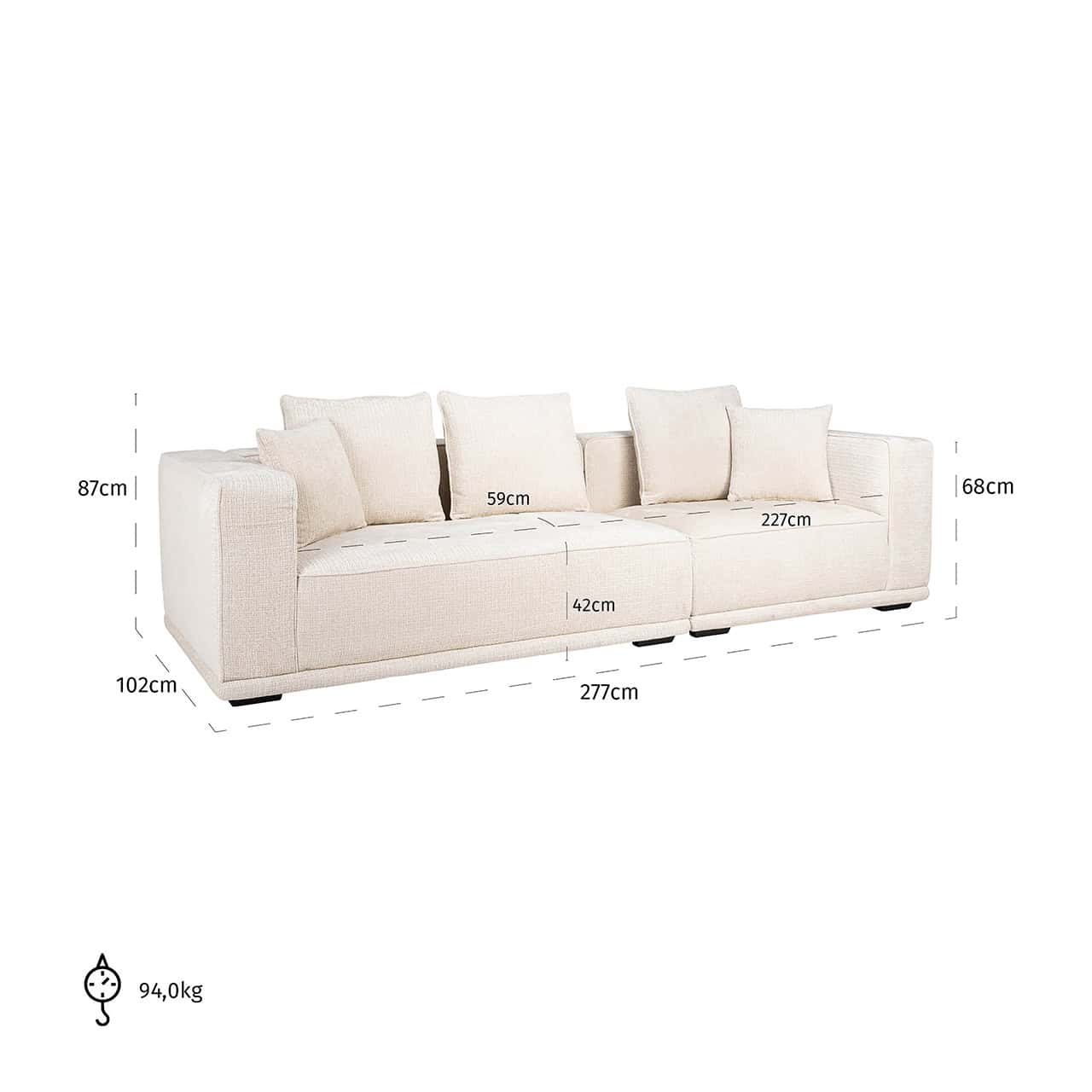Sofá Lusso 3 plazas chenilla beige (Niagara 902 beige Chenille)