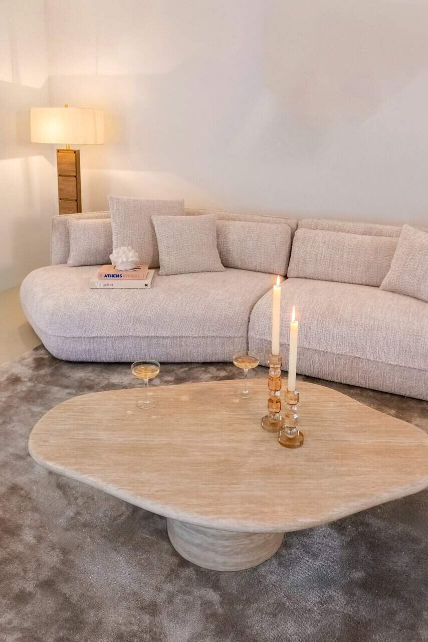 Mesa de centro Fictus 130 imitación travertino (beige)