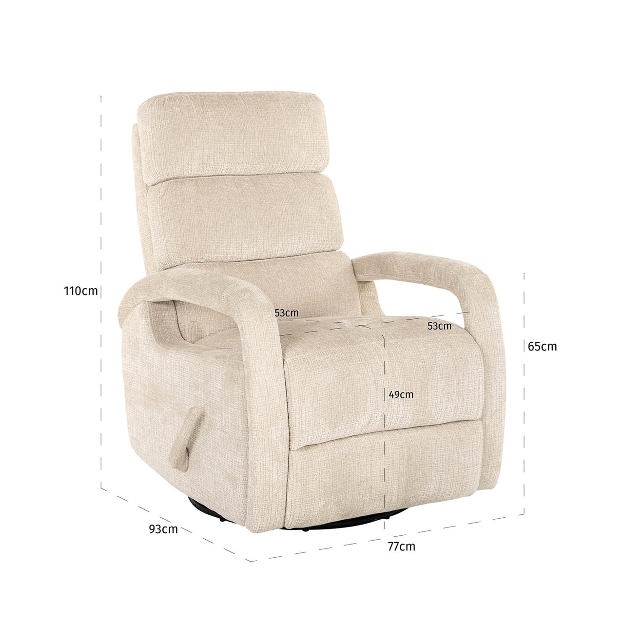 Sillón relax giratorio Denvi chenilla beige (Niagara 902 chenilla beige)