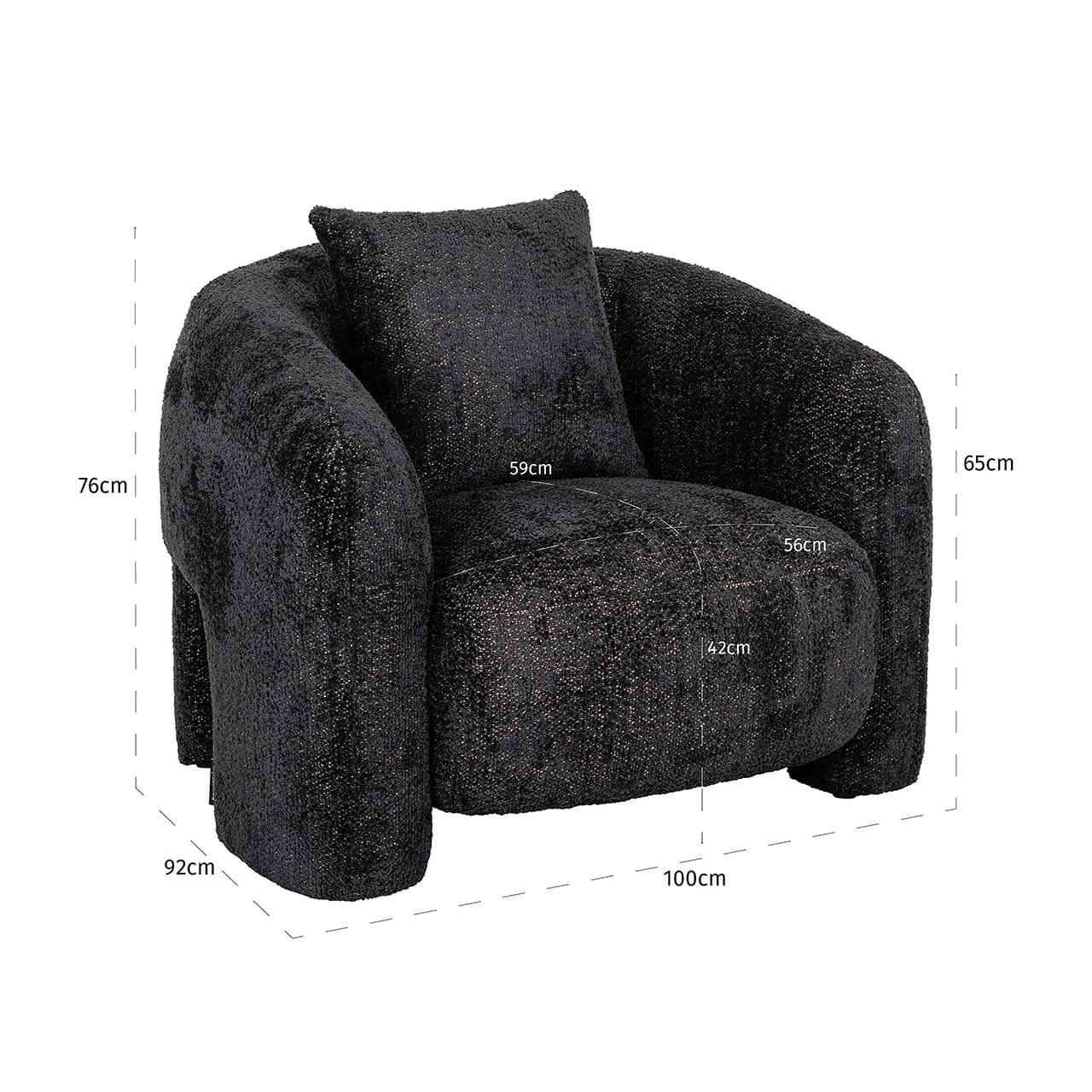 Sillón Milania Lovely negro (Be Lovely 17 Black)