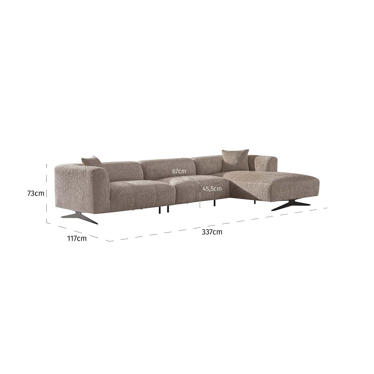 Sofa Hoxton 3-seater + lounge right (Be Lovely 170 Beige)