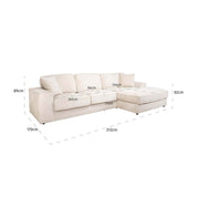 Sofa Santos 2,5-seater + lounge right beige niagara (Niagara 902 beige Chenille)