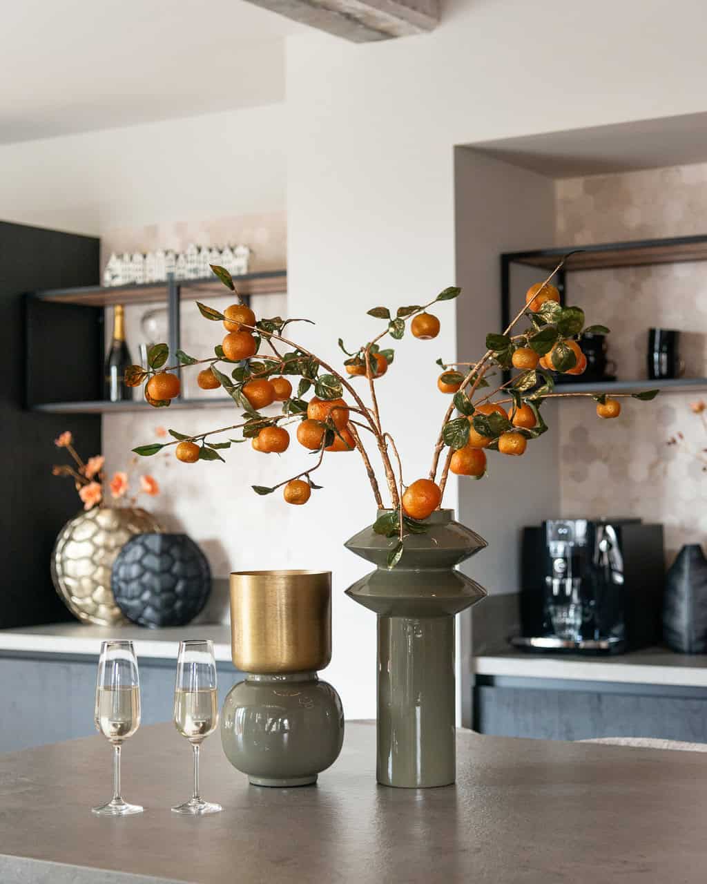 Jarrón Trébol (Oro Cepillado)