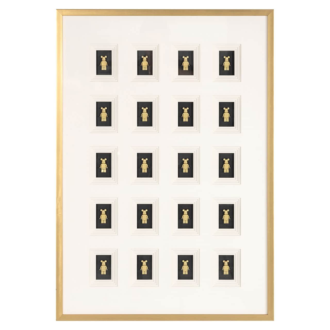 Wall art Bear block 3D (Black/gold)