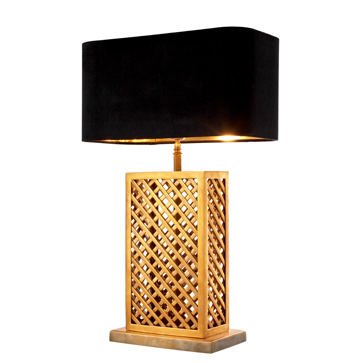 Table Lamp Idyllwild vintage brass fin incl shade