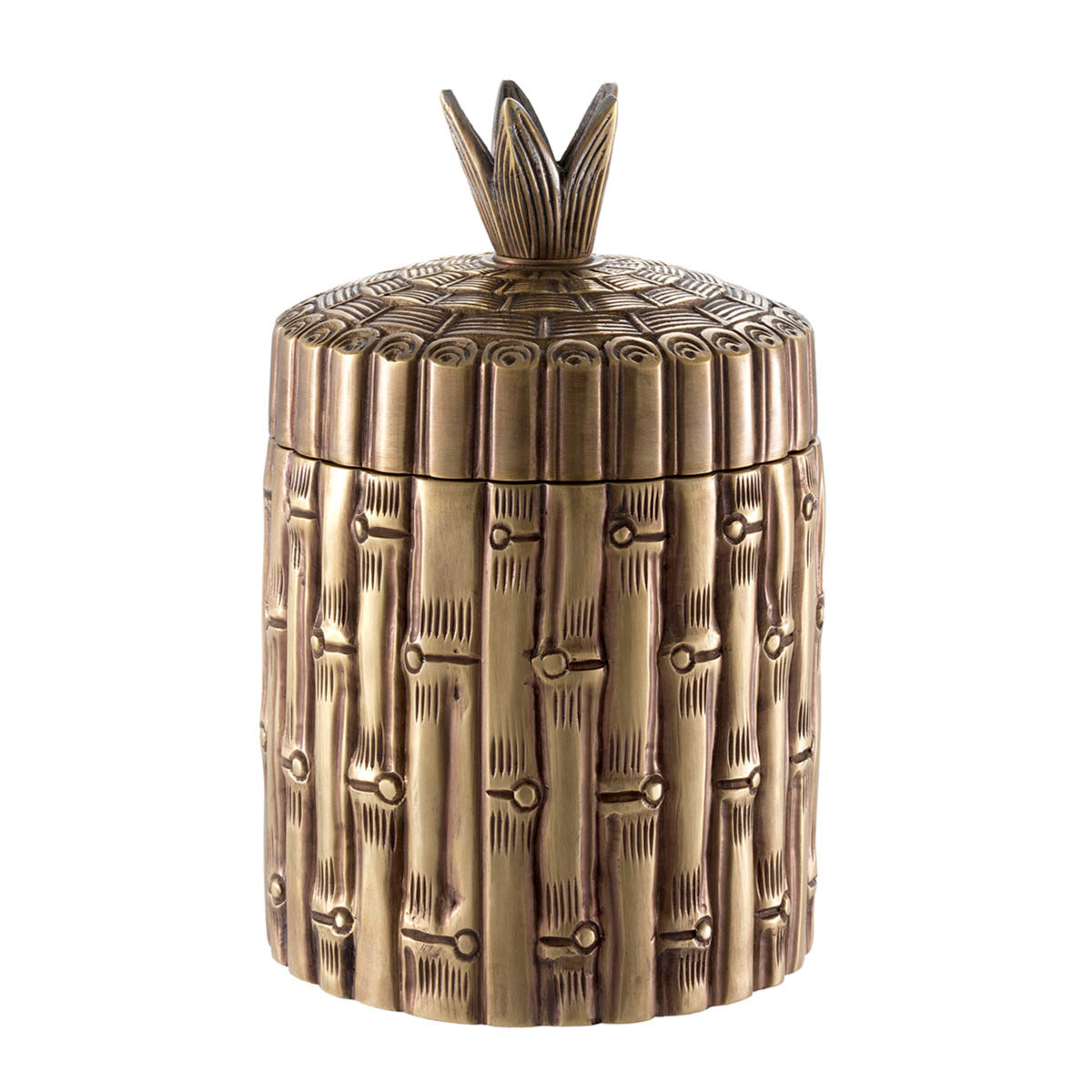 Box Bamboo round vintage brass finish