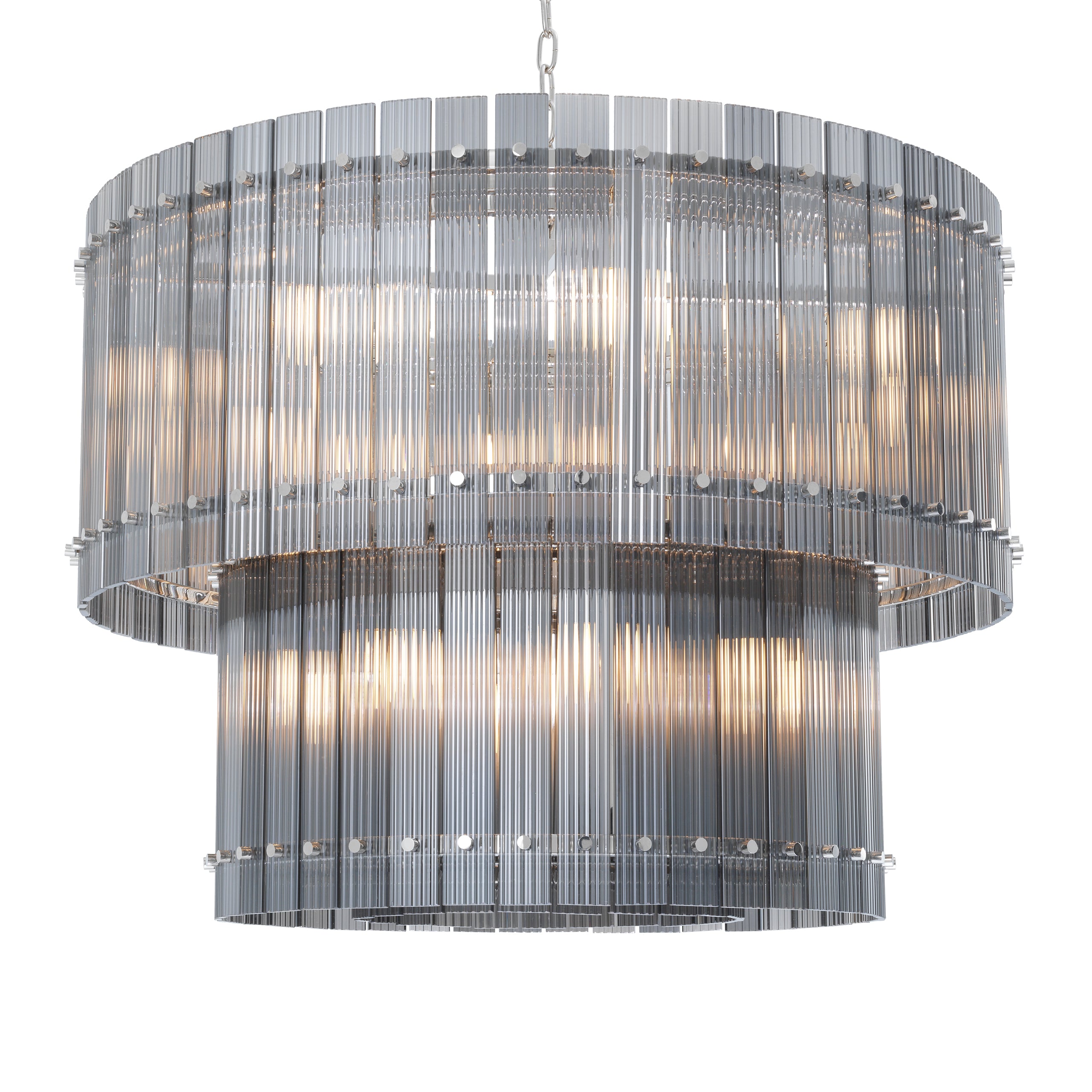 Chandelier Ruby L nickel finish smoke glass