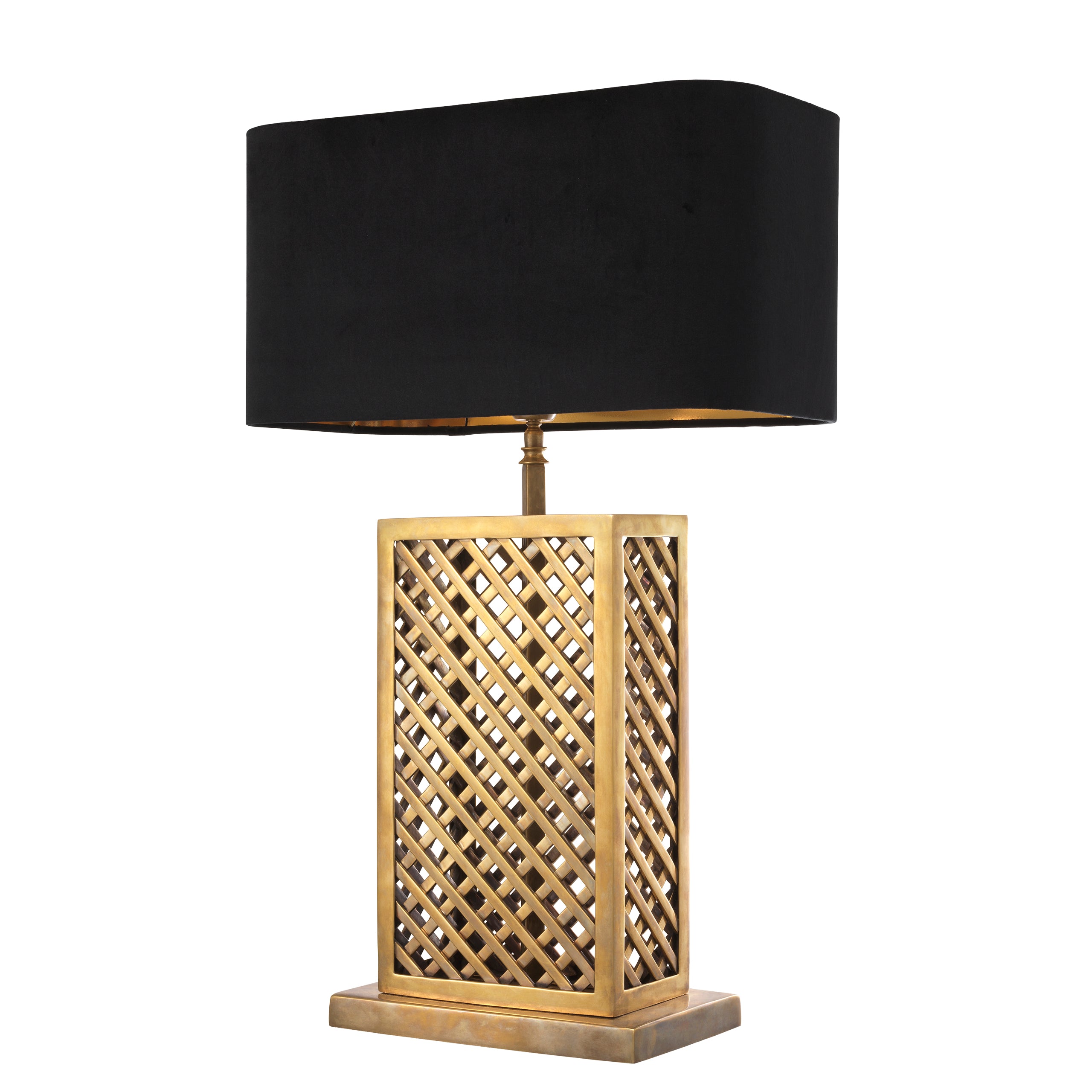 Table Lamp Idyllwild vintage brass fin incl shade