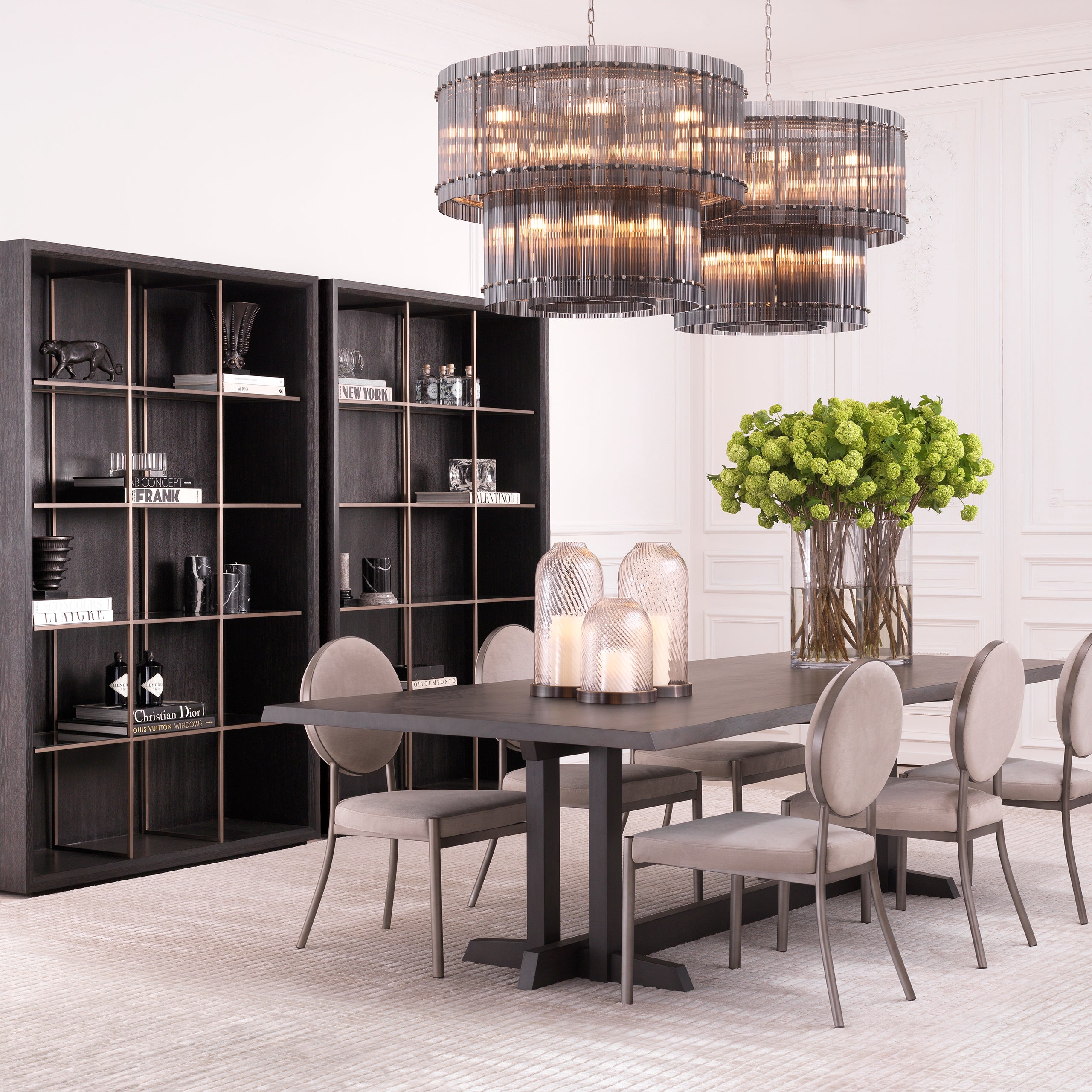 Chandelier Ruby L nickel finish smoke glass