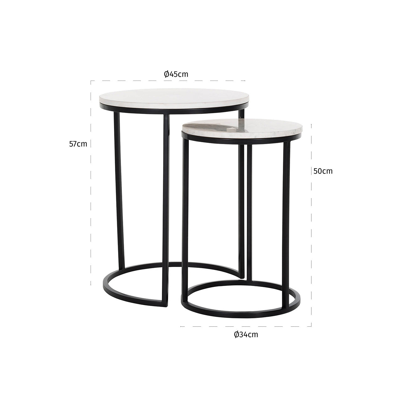 Mesa auxiliar Lexington juego de 2 (blanco)