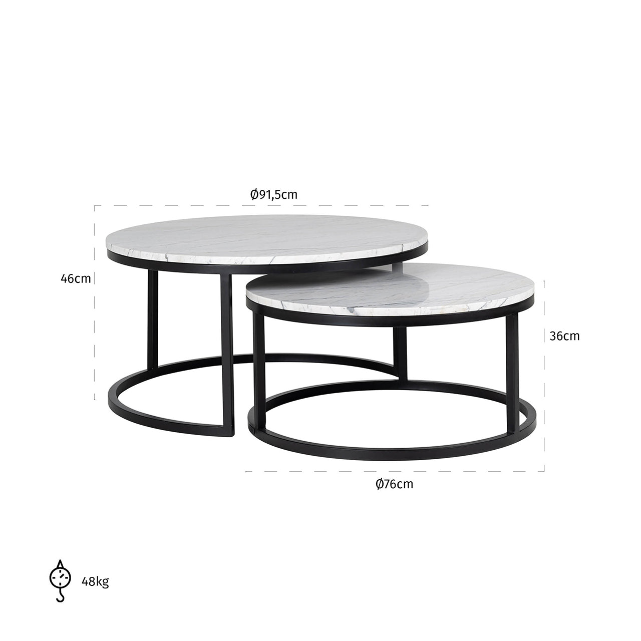 Mesa de centro Lexington juego de 2 (blanco)