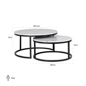 Mesa de centro Lexington juego de 2 (blanco)