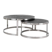 Mesa de centro Blackbone plateada, juego de 2 (negro rústico)