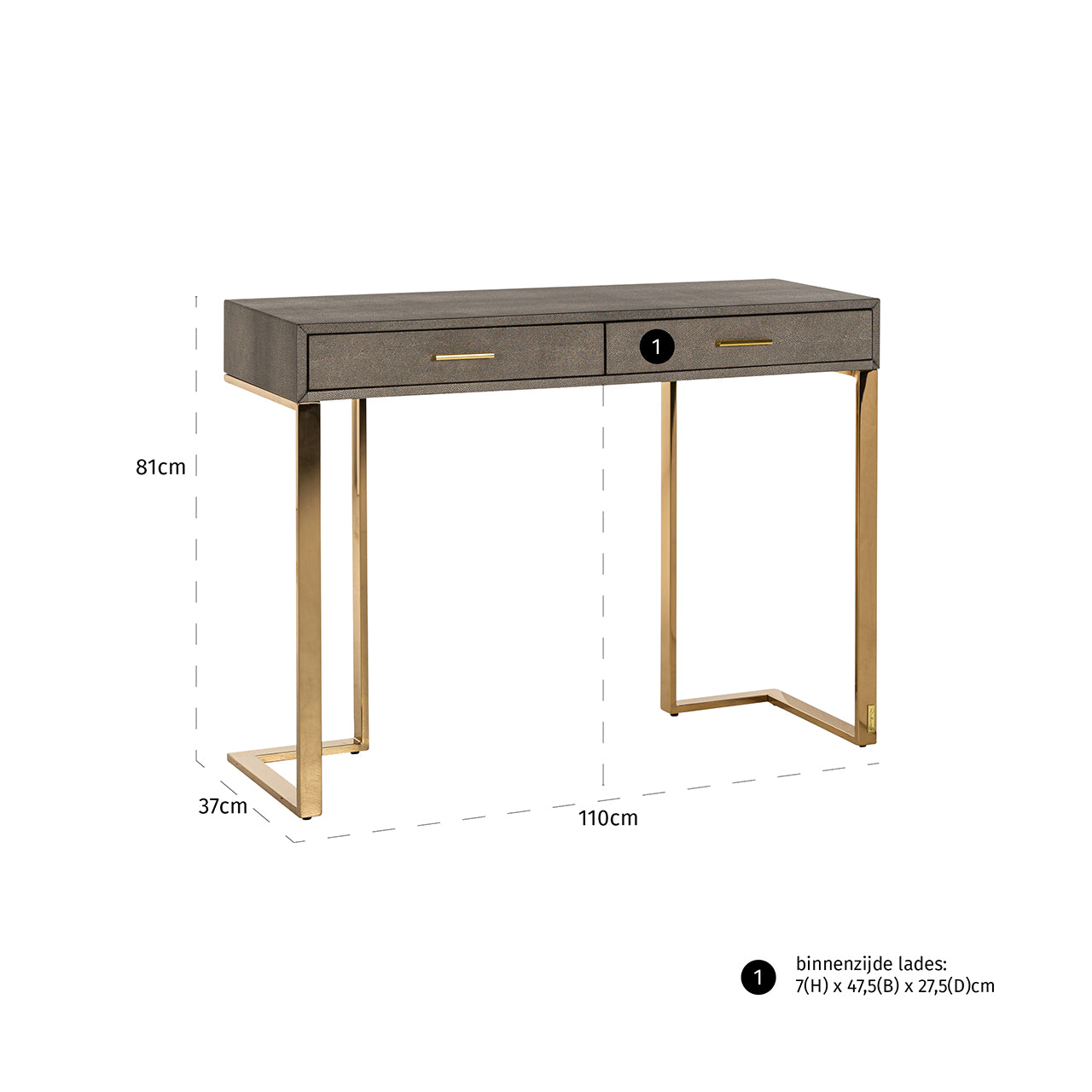 Consola Marie-Lou 2 cajones (Oro)