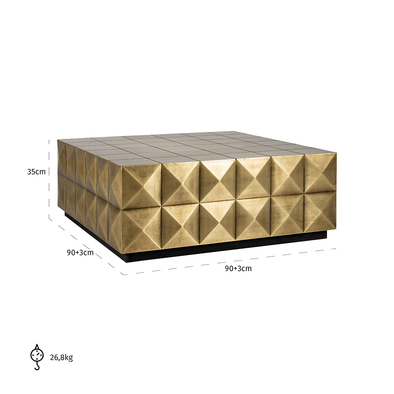 Mesa de centro Collada incl. vidrio (oro cepillado)