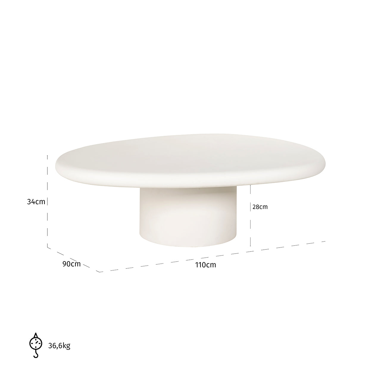 Mesa de centro Bloomstone 110x90 (Blanco)