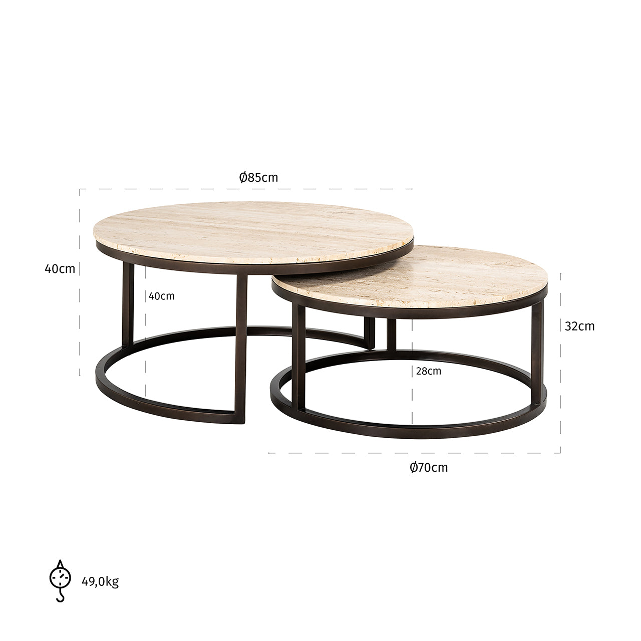 Mesa de centro Avalon juego de 2 (Bronce)
