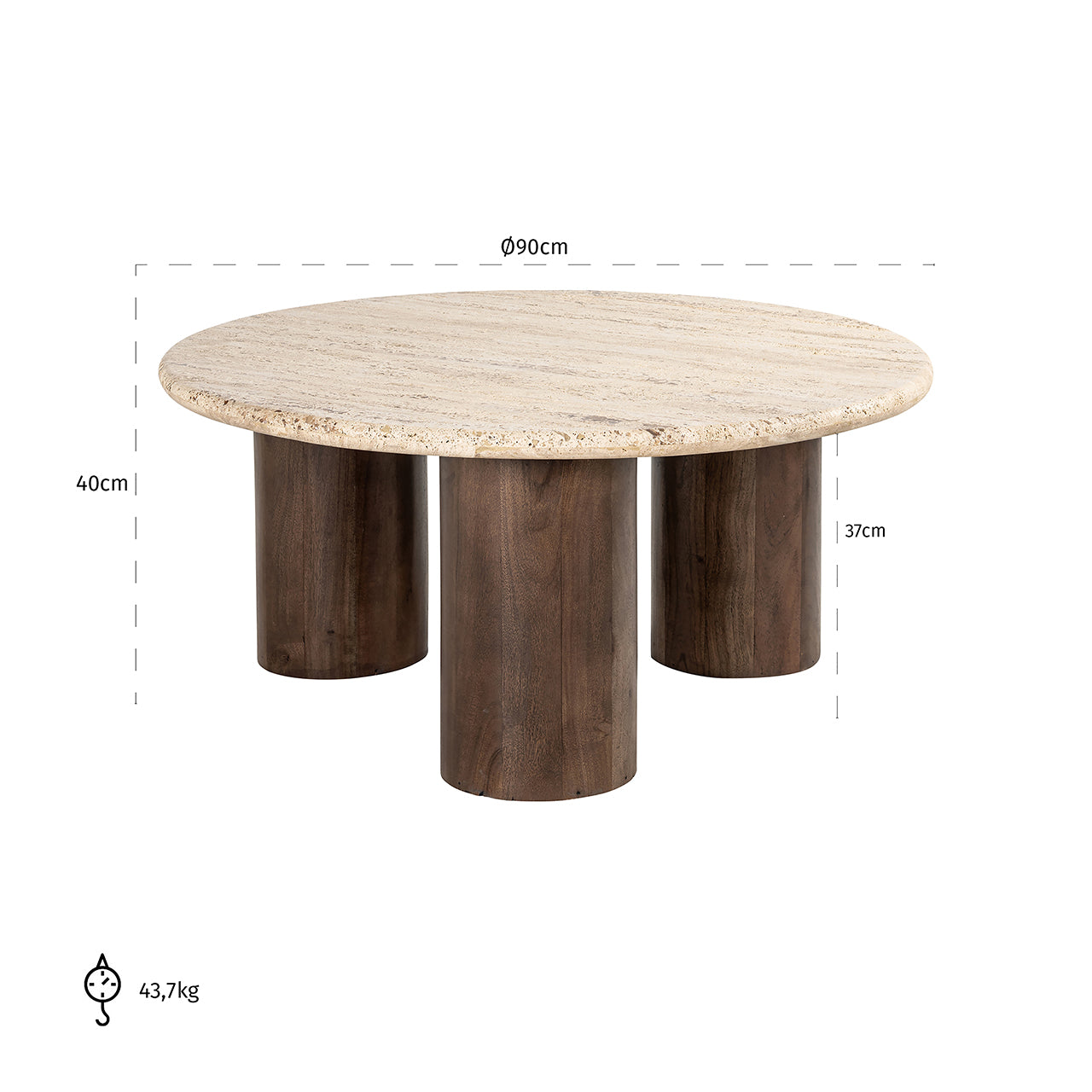Mesa de centro Douglas 90Ø (Marrón)