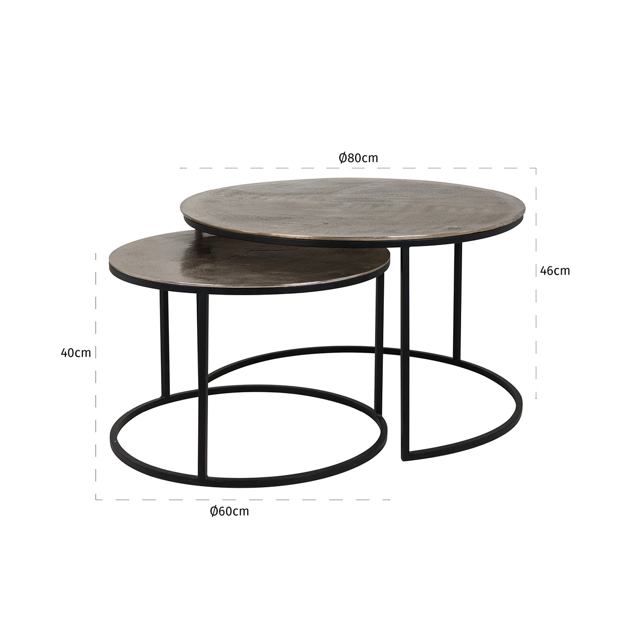 Mesa de centro Asher juego de 2 (oro champán)