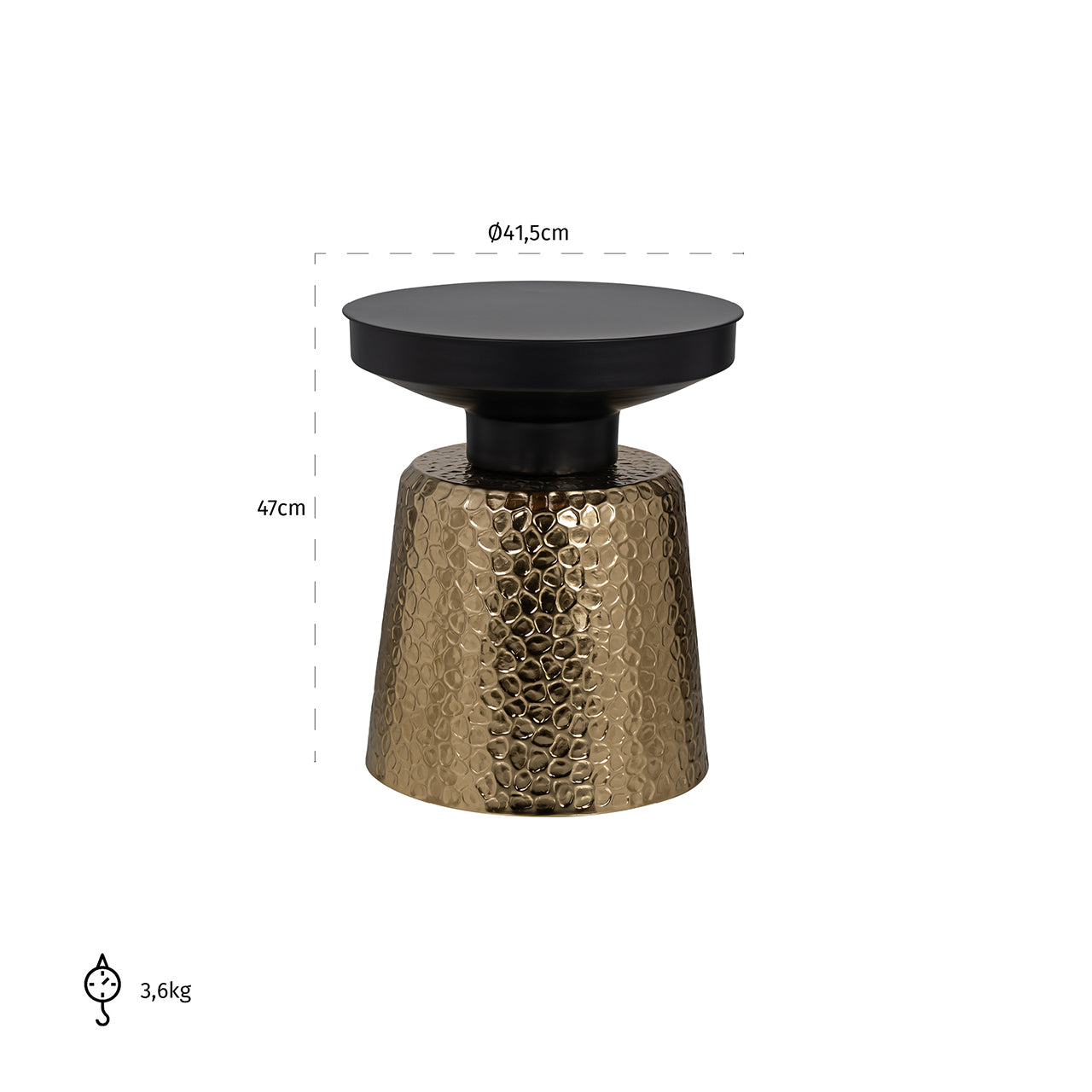 Mesa auxiliar Freddie (negro/dorado)