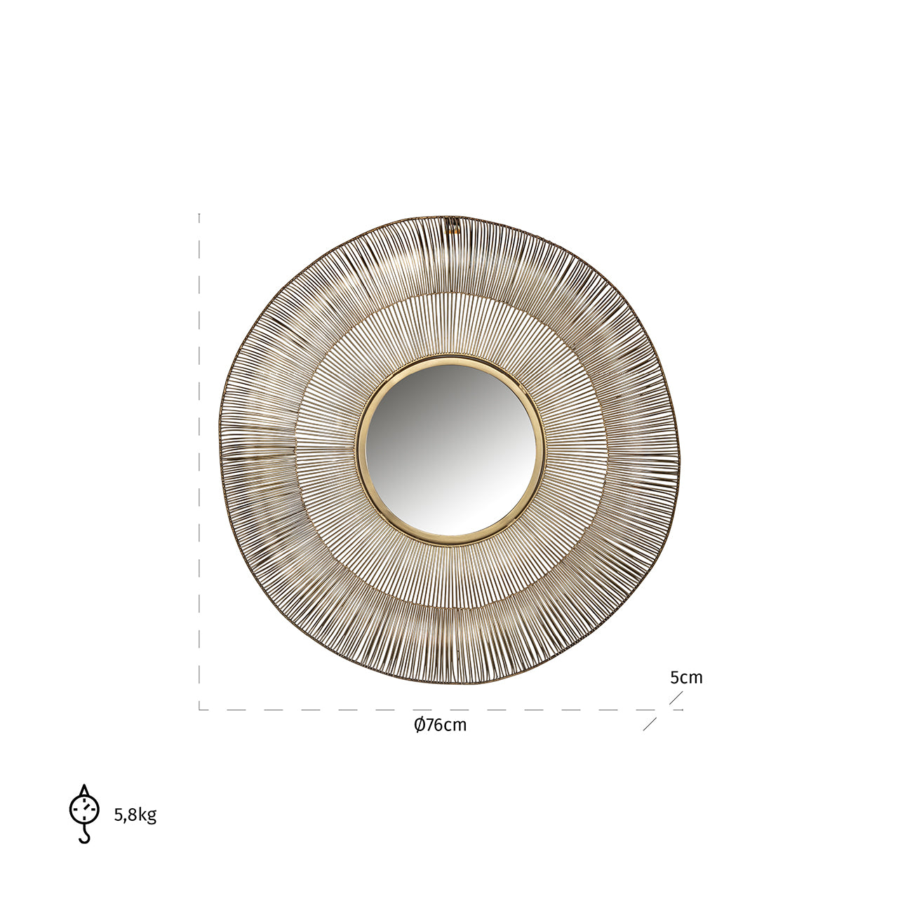 Espejo Aliza 76Ø (Oro cepillado)