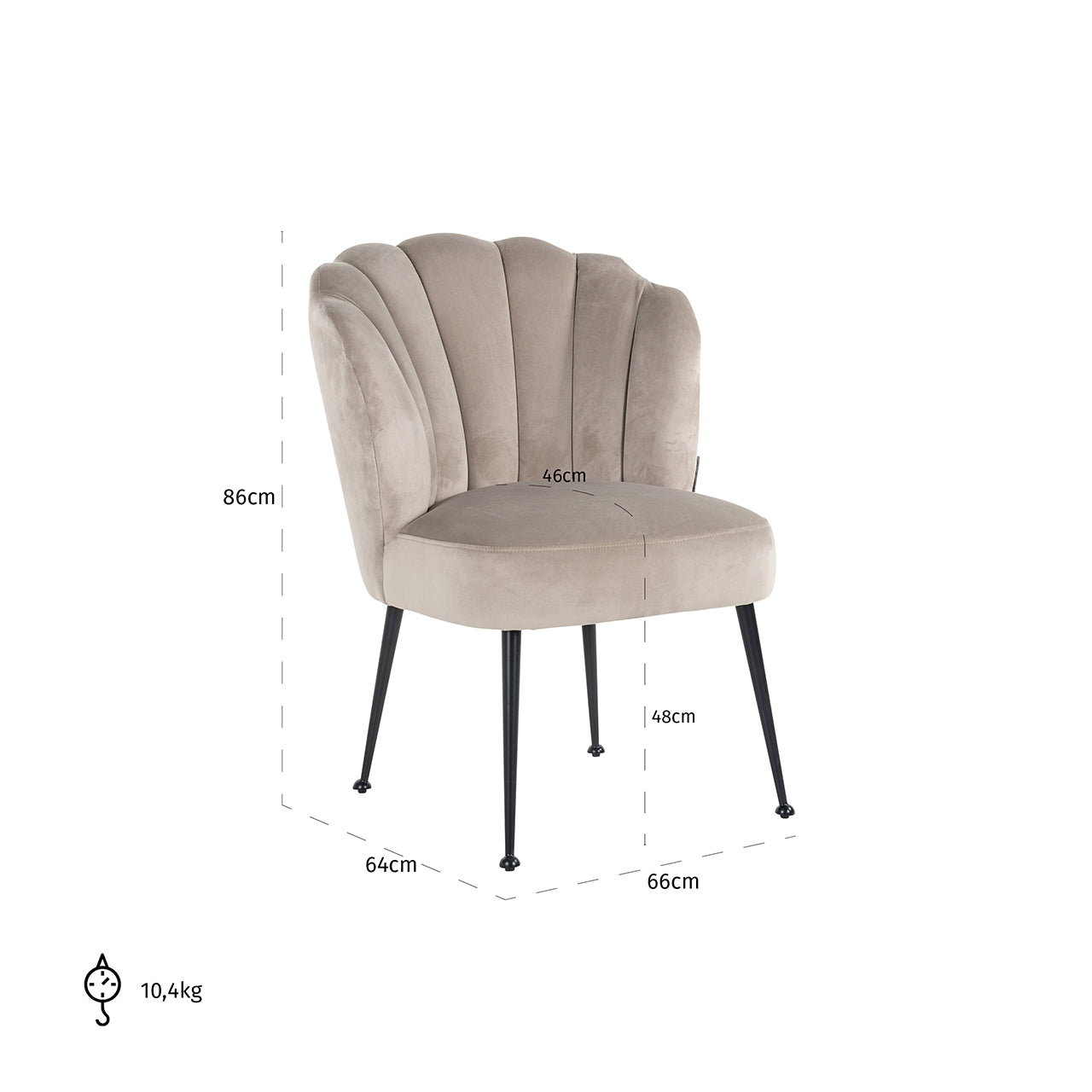 Chair Pippa khaki velvet / black (Quartz Khaki 903)